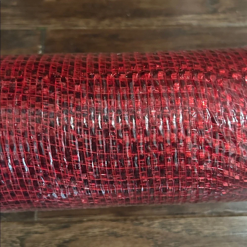 Christmas Red Polypro Mesh Ribbon